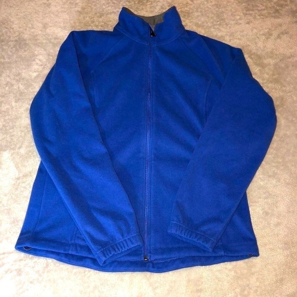 LANDS' END Mens Blue Fleece Full Zipper Jacket Sz Medium - Picture 2 of 10